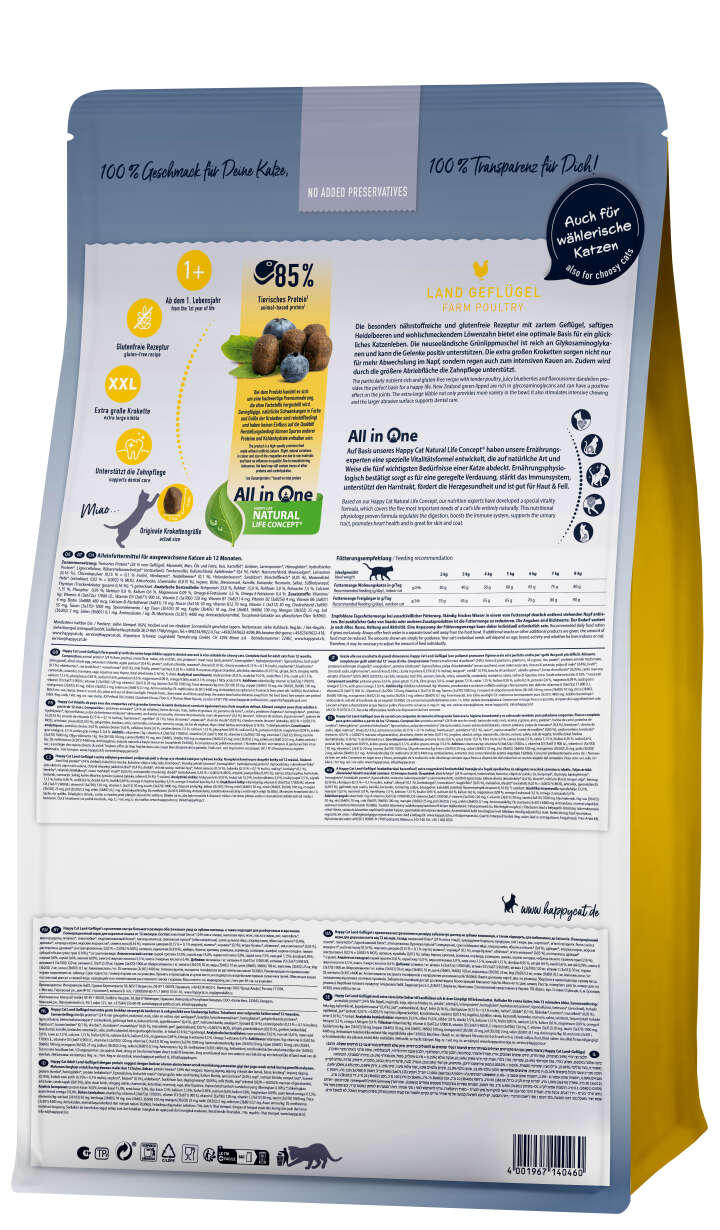 HAPPY CAT Katzen-Trockenfutter Culinary Adult Land-Geflügel